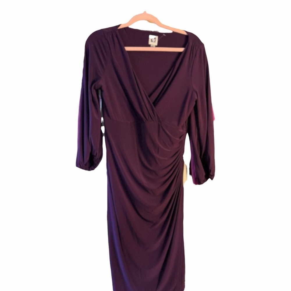 Anne Klein Faux Wrap Dress With Side Ruching
